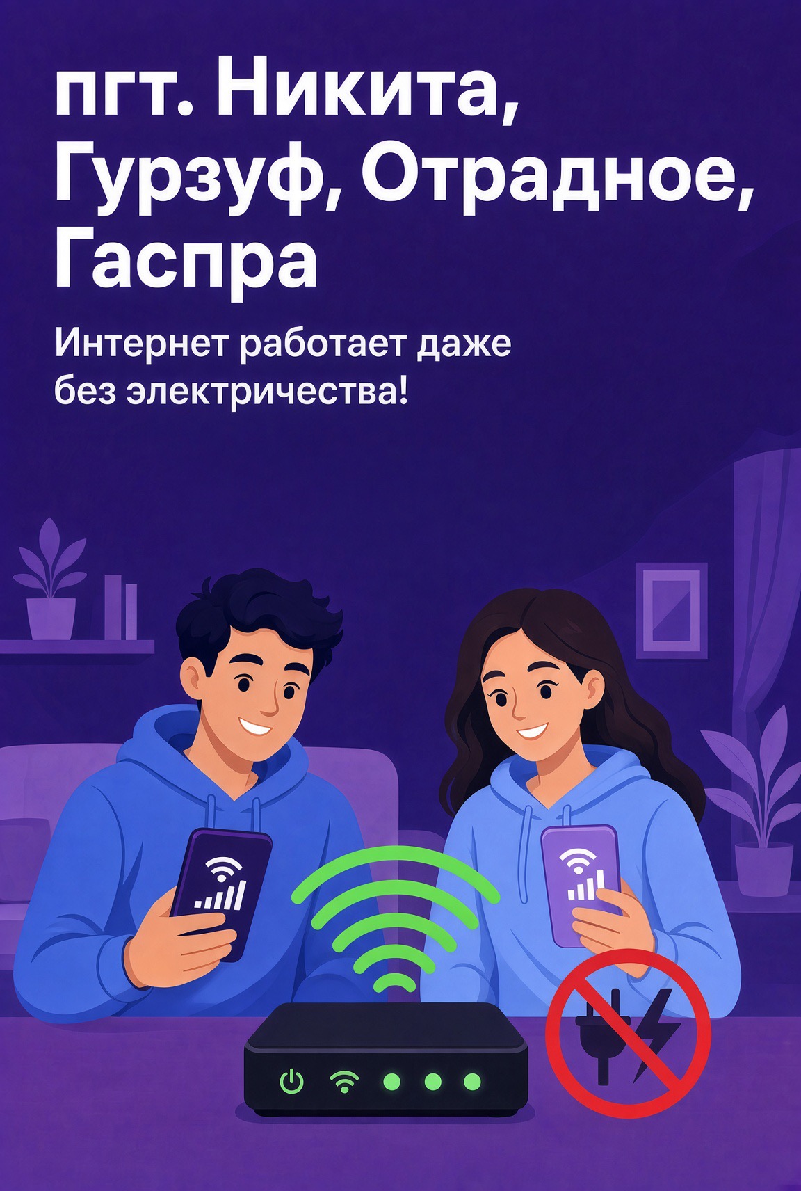 Интернет без перебоев в пгт. Никита, Гурзуф, Стройгородок и Отрадное